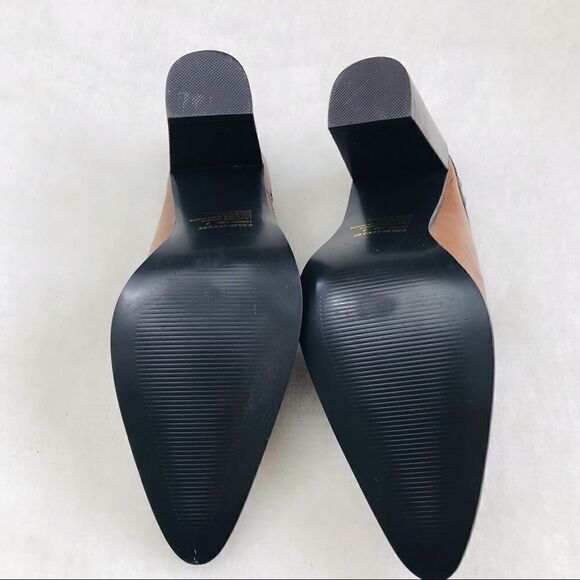 Colin Stuart Brown Pointed Toe Heeled Mule Slip On Shoes with Grommet detailing - Picture 10 of 12